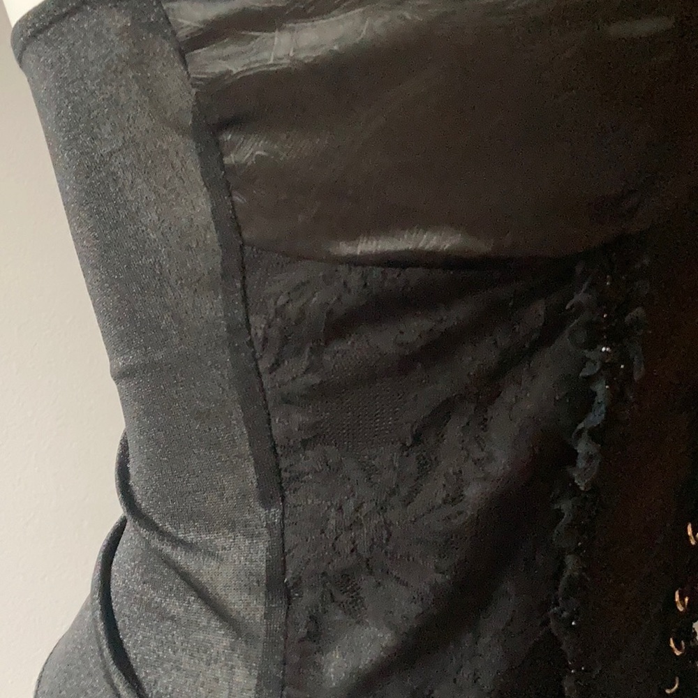 Black Lace-Up Satin Bustier Corset Top - Picture 4 of 7